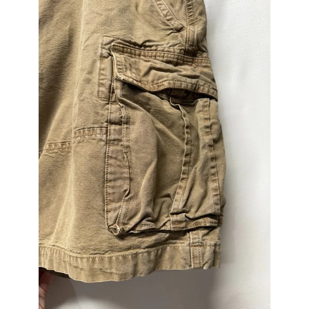 Lucky Brand‎ Cargo Shorts Mens 38 Tan Brown Flap Pocket Utility Drawstring